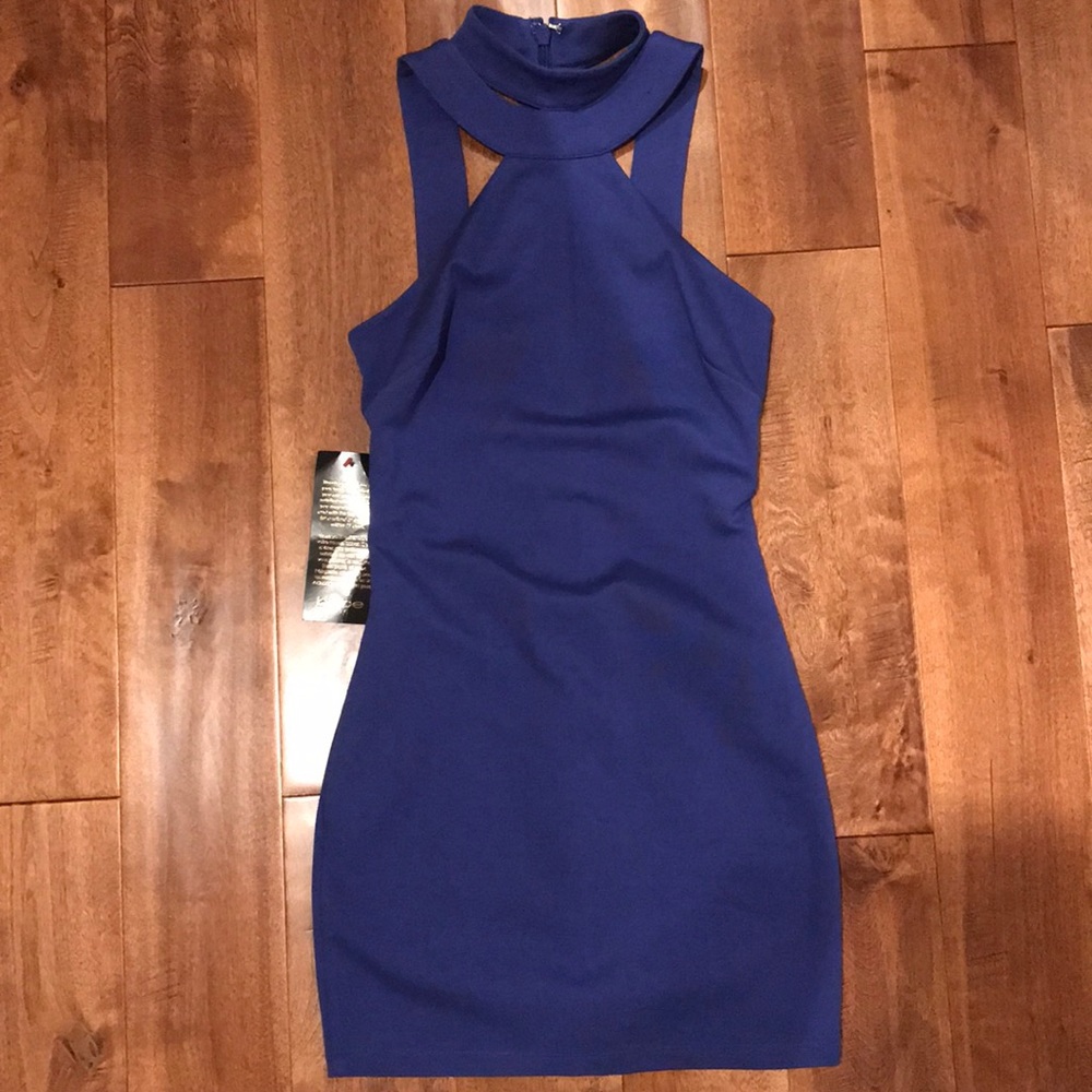 Purple high neck dress